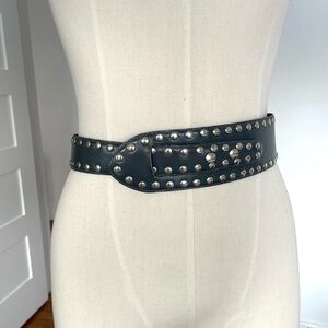 RODIER Black Studded Leather Belt
